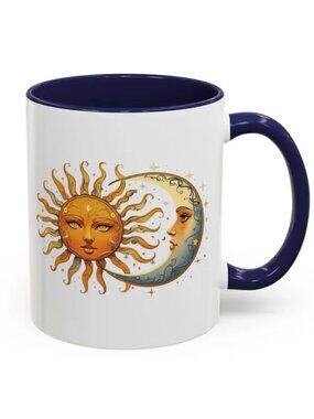 NWT Sun & Moon Celestial Mug 11oz Navy Interior Handle Boho Aesthetic Coffee Cup